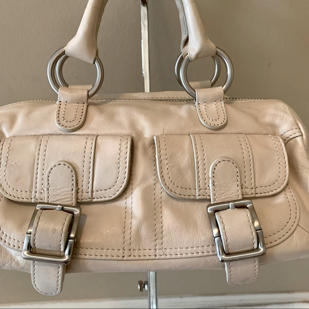 Dkny ivory cream leather silver hardware small satchel handbag - Picture 4 of 9